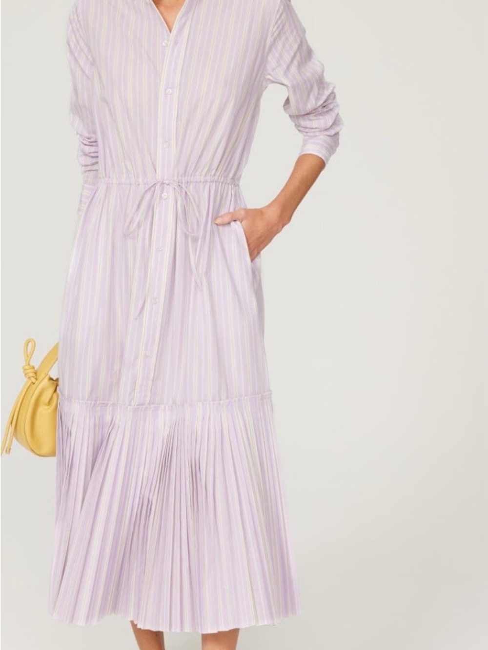 Polo by Ralph Lauren Lavender Striped Button-Front Midi Dress